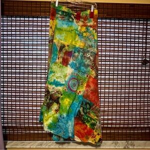 NWOT Boho tie-dye patchwork wrap skirt